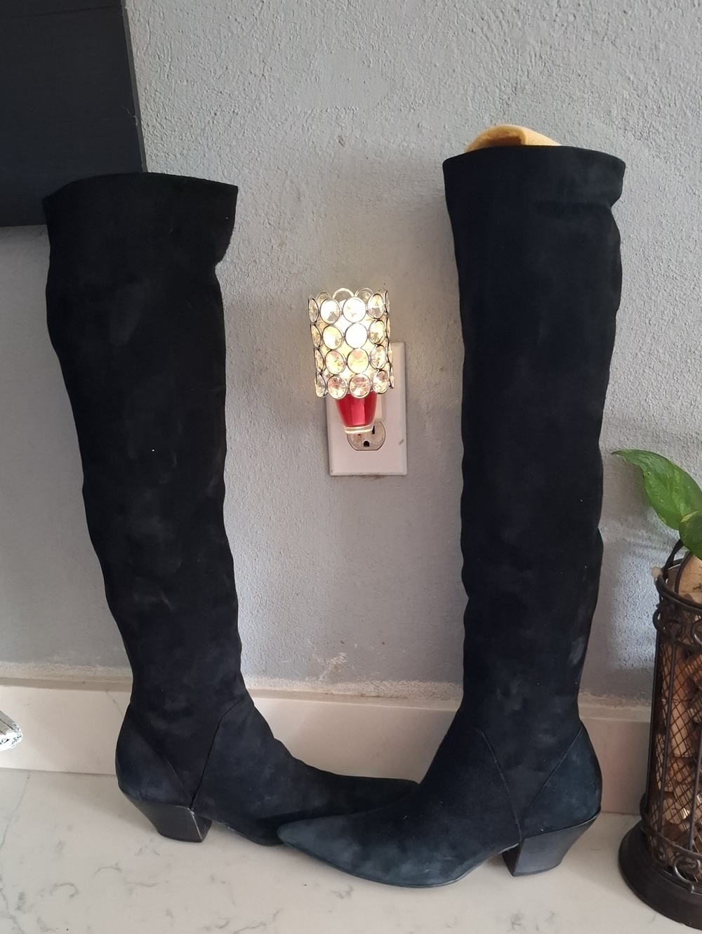 Nine West Black Suede Over-the-Knee Boots